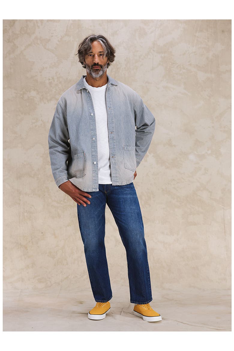 Underminer Pinstripe Denim Jacket, Alternate, color, PALE BLUE