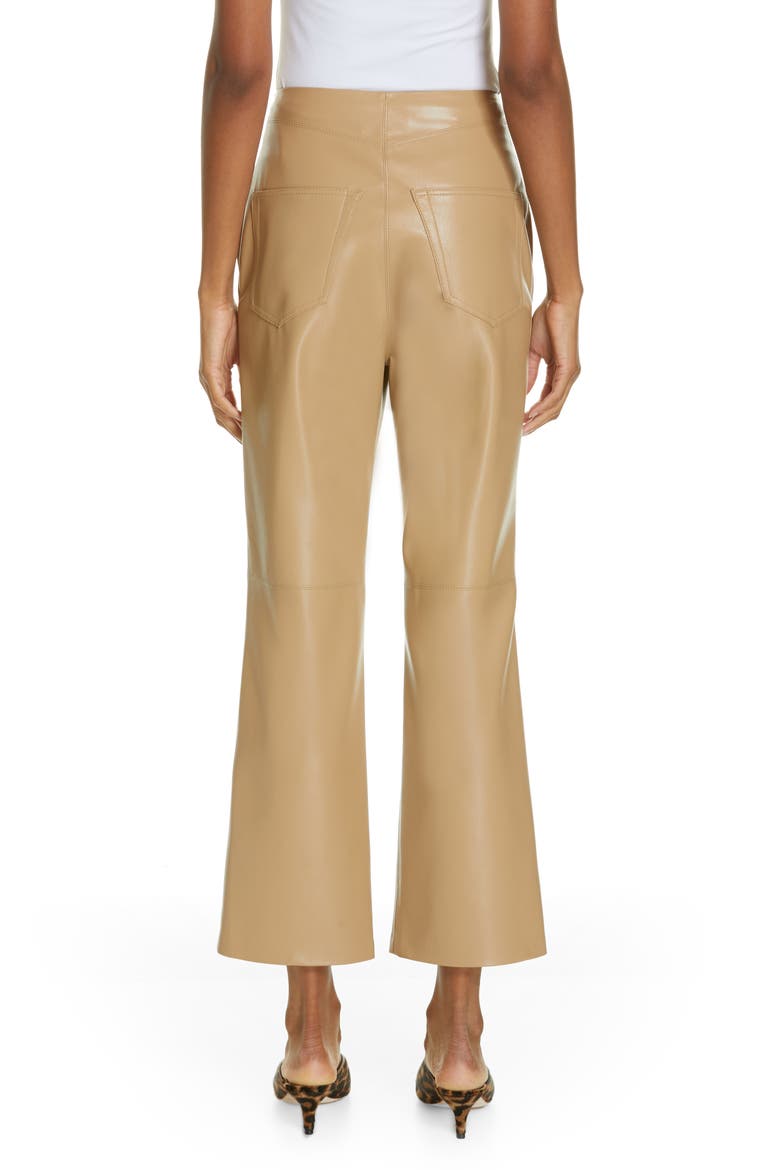 Sora Faux Leather Crop Flare Pants, Alternate, color, PALE CARAMEL