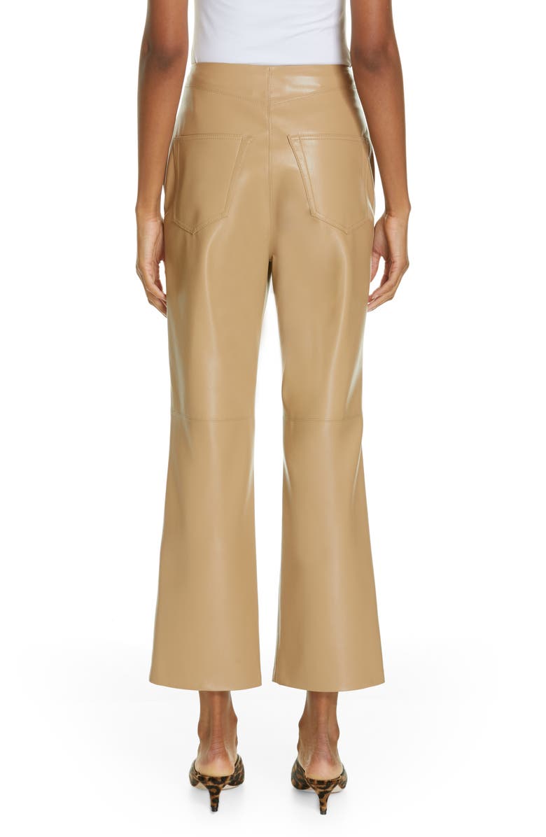 Nanushka Sora Faux Leather Crop Flare Pants, Alternate, color, 
