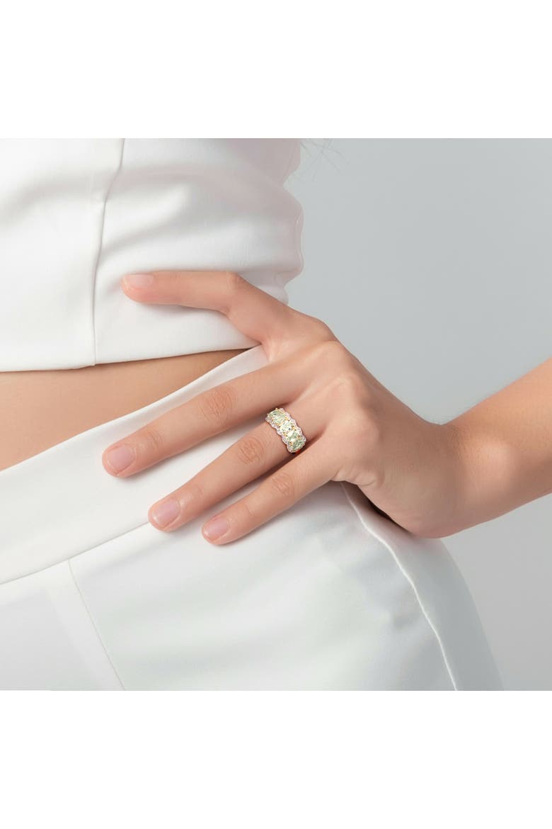 Gemstones Oval Semi-Eternity Ring, Alternate, color, Green Quartz/Yellow-Plated