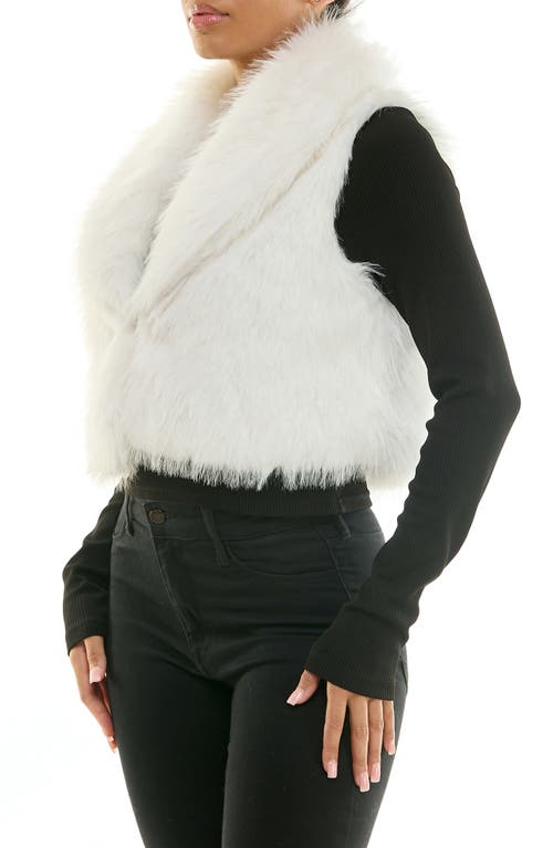 Nina Leonard Cropped Collared Faux Fur Vest In White