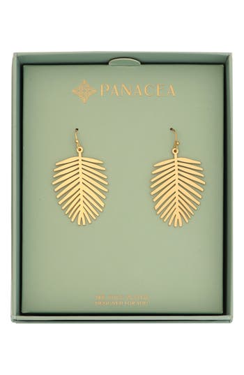 Panacea Palm Leaf Drop Earrings In Gold