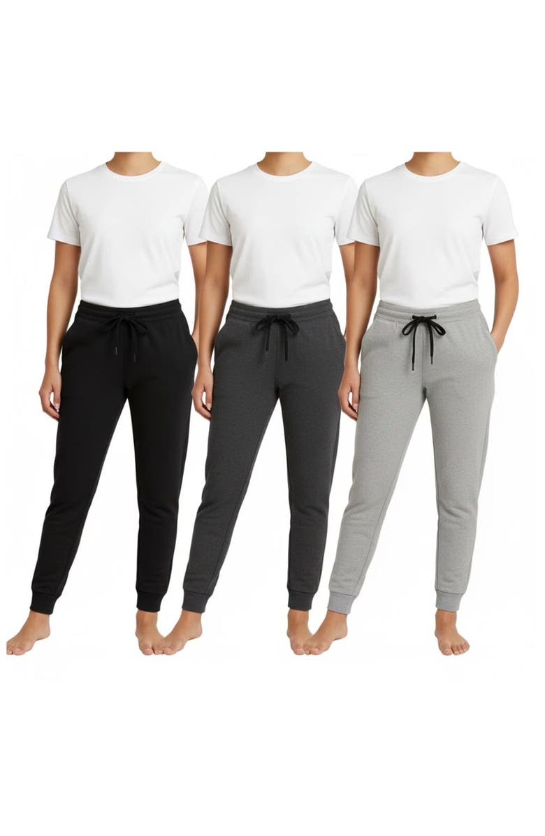 BenBen 3 Pack Womens Ultra Soft Fleece Sweatpants Joggers, Main, color, Black/Charcoal/Grey