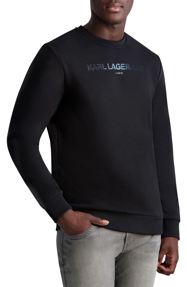 KARL LAGERFELD PARIS Logo Long Sleeve Cotton Graphic Tee, Main, color, 