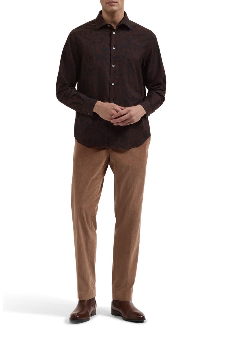 Julian Shaped Long Sleeve Cotton Shirt, Alternate, color, TOBACCO