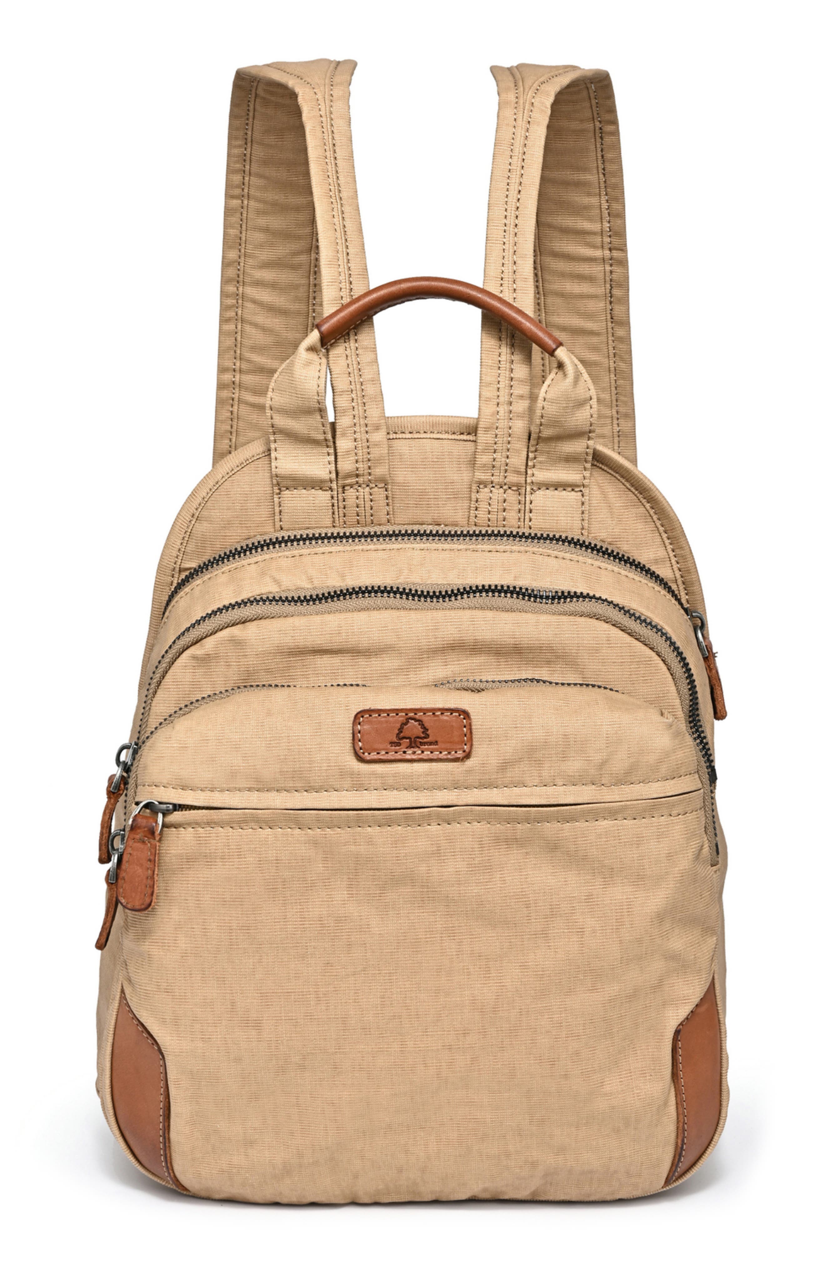 Turtle Cove Canvas Leather Backpack, Main, color, BEIGE