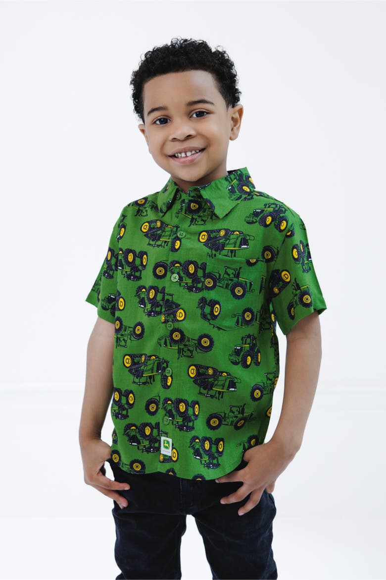 Short Sleeve Button-Down Shirt, Alternate, color, Tractor Green