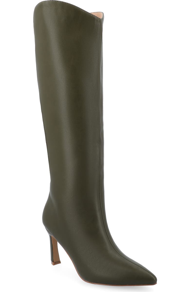 Journee Collection Rehela Pointed Toe Boot, Main, color, Olive