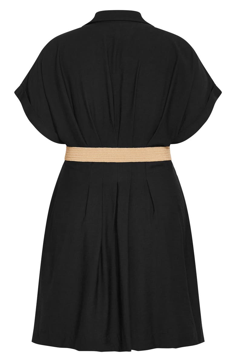 City Chic Jade Belted Shirtdress, Alternate, color, Black