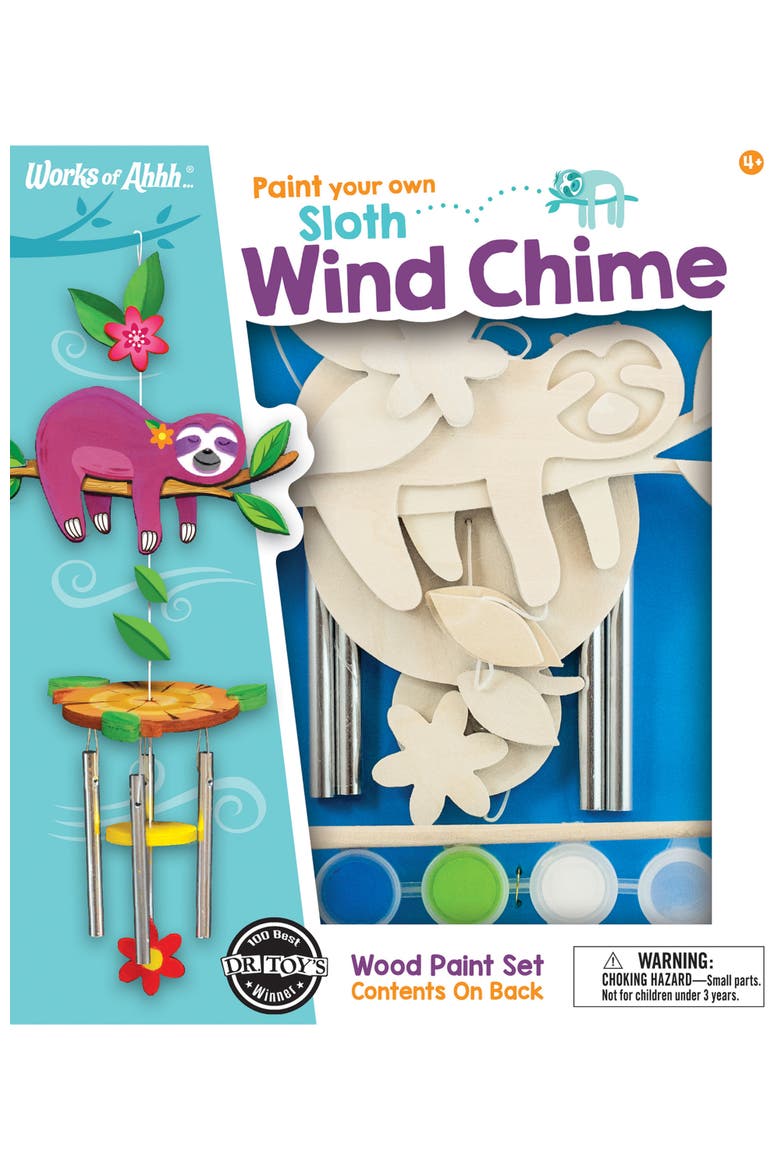 Sloth Wind Chime Wood Craft & Paint Kit, Main, color, Multicolor