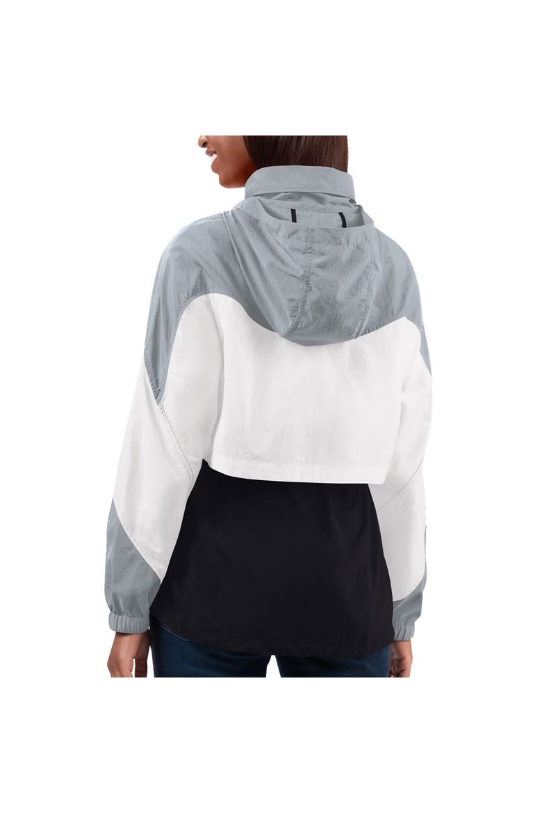 Women's G-III 4Her by Carl Banks Black/Silver Las Vegas Raiders Tie Breaker Lightweight Quarter-Zip Jacket, Alternate, color, Black