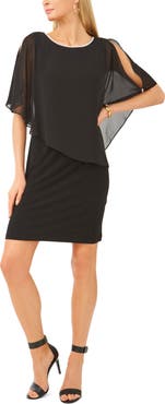 Chaus Crisscross Back Overlay Short Sleeve Dress