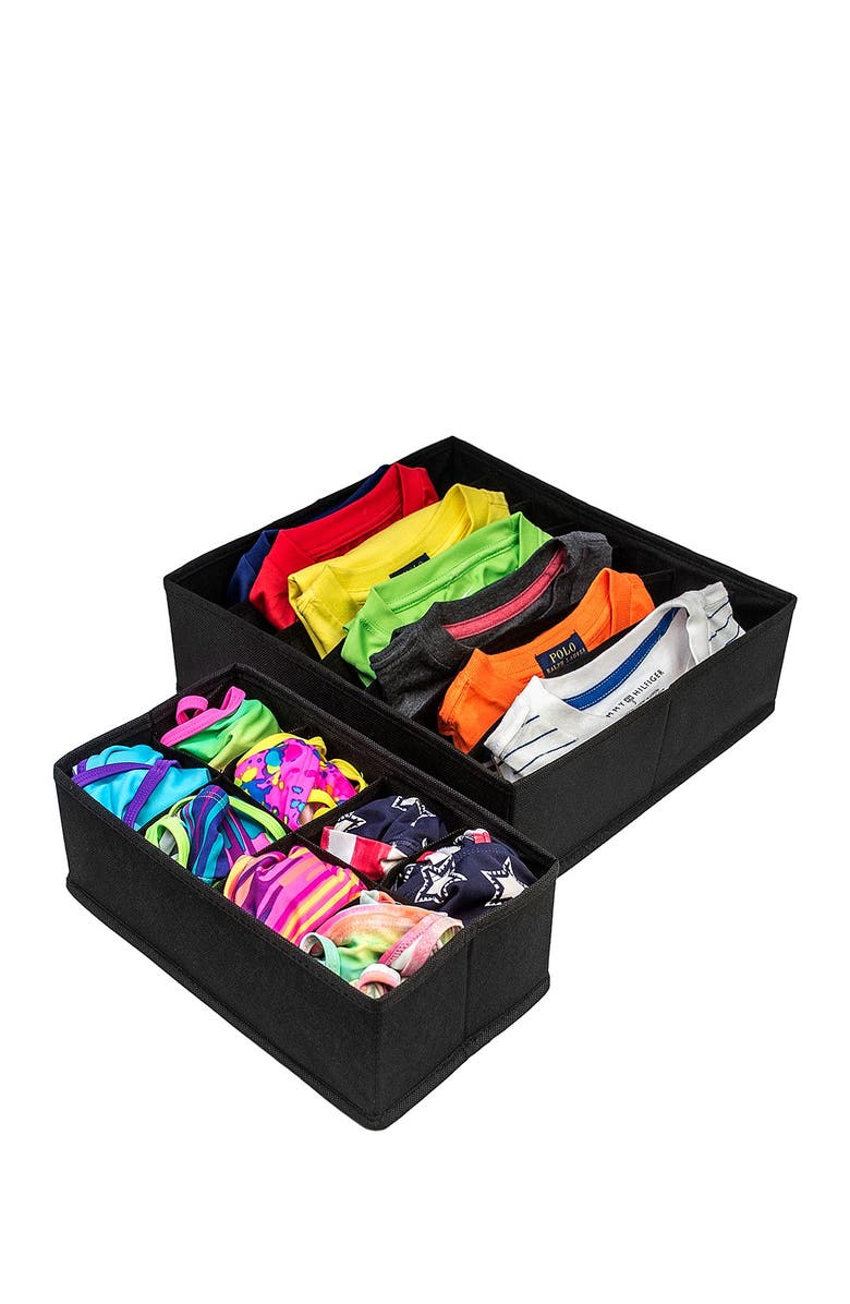 SORBUS Foldable Drawer Dividers, Storage Boxes, & Organizer - Set of 4 - Black, Alternate, color, 