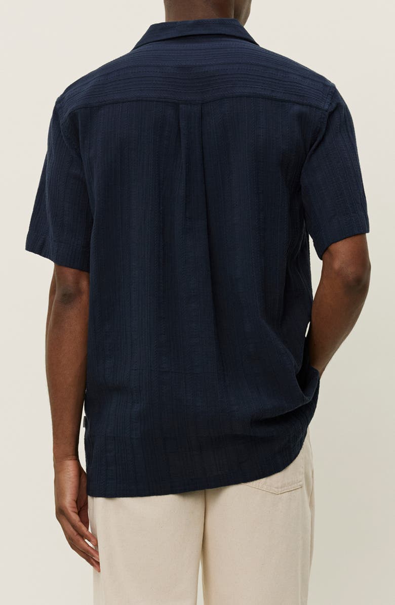 Les Deux Charlie Stripe Organic Cotton Button-Up Shirt, Alternate, color, Dark Navy