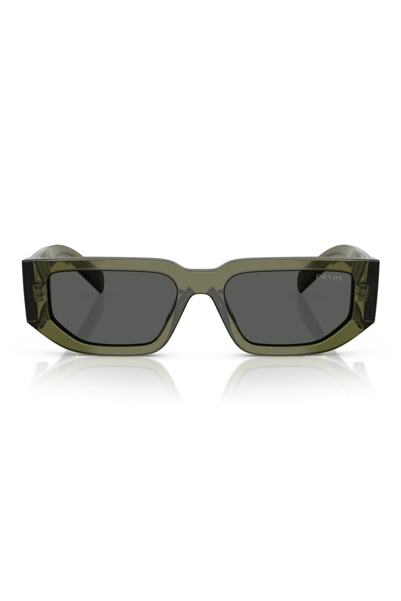 56mm Rectangular Sunglasses, Main, color, GREY GREEN
