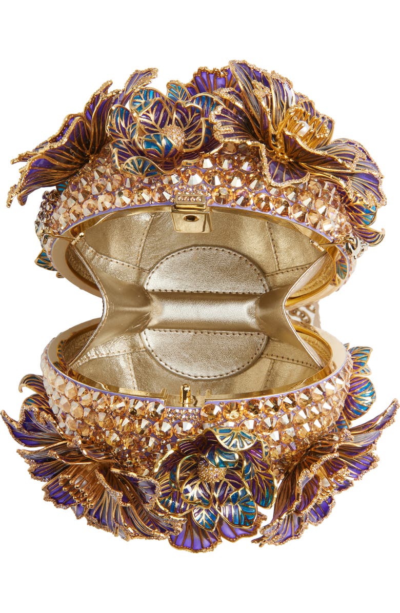 JUDITH LEIBER COUTURE Glass Flowers Crystal Embellished Sphere Clutch, Alternate, color, Champagne Prosecco Multi