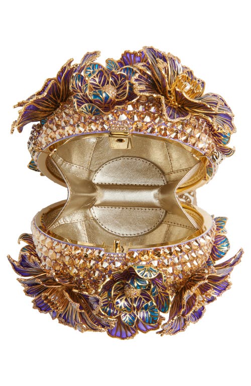 Judith Leiber Couture Glass Flowers Crystal Embellished Sphere Clutch In Champagne Prosecco Multi