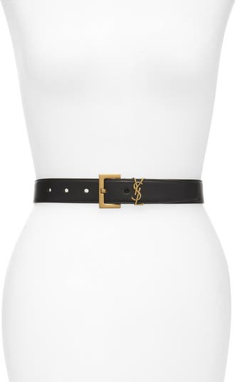 【関税&送料込】Saint Laurent Monogram Black Belt 3 Cm Saint Laurent 3cm Leather Belt In Black | ModeSens