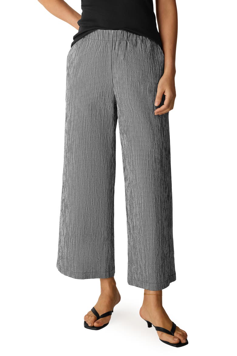 Check Print Wide Leg Ankle Pants, Main, color, BLACK/ WHITE