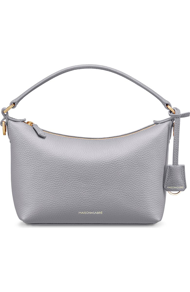 MAISON de SABRÉ Small Leather Soft Hobo, Main, color, Dove Grey