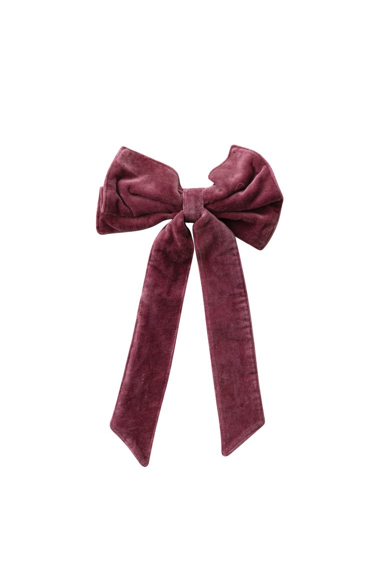Cotton Velvet Artisan Bow Clip, Main, color, Burgundy