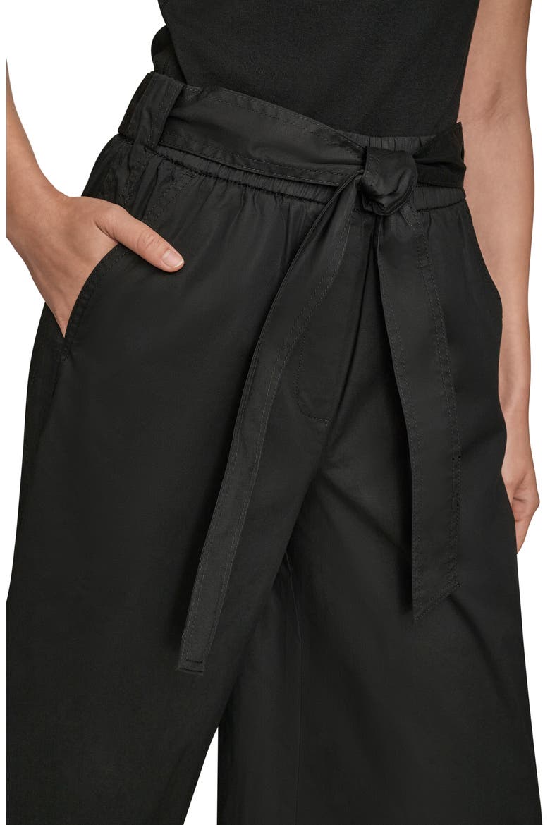 Mid Rise Wide Leg Crop Stretch Cotton Pants, Alternate, color, BLACK