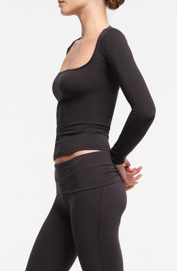 Scoop Neck Cotton Blend Jersey T-Shirt