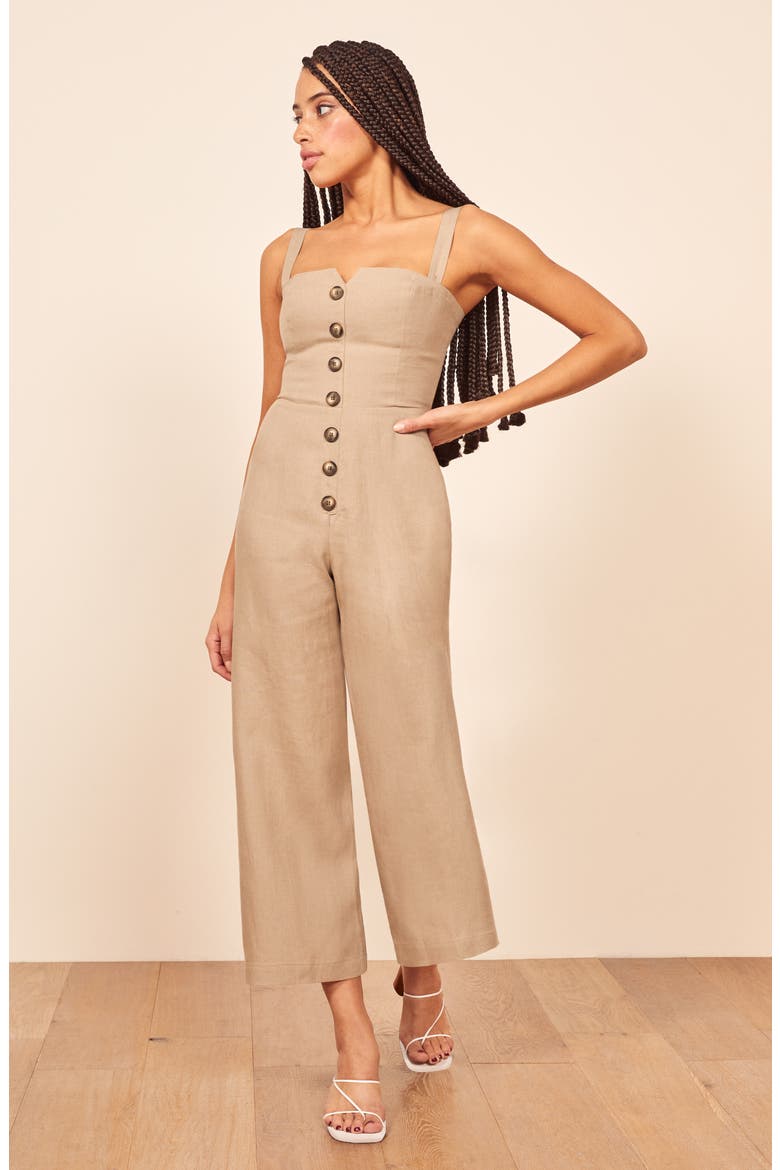 Kass Linen Jumpsuit, Alternate, color, KHAKI