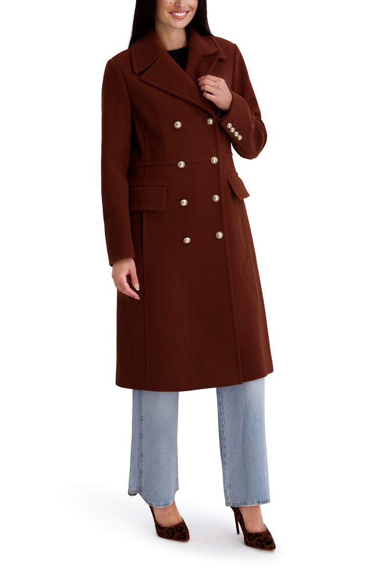 Double Breasted Military Coat, Alternate, color, TOFFEE