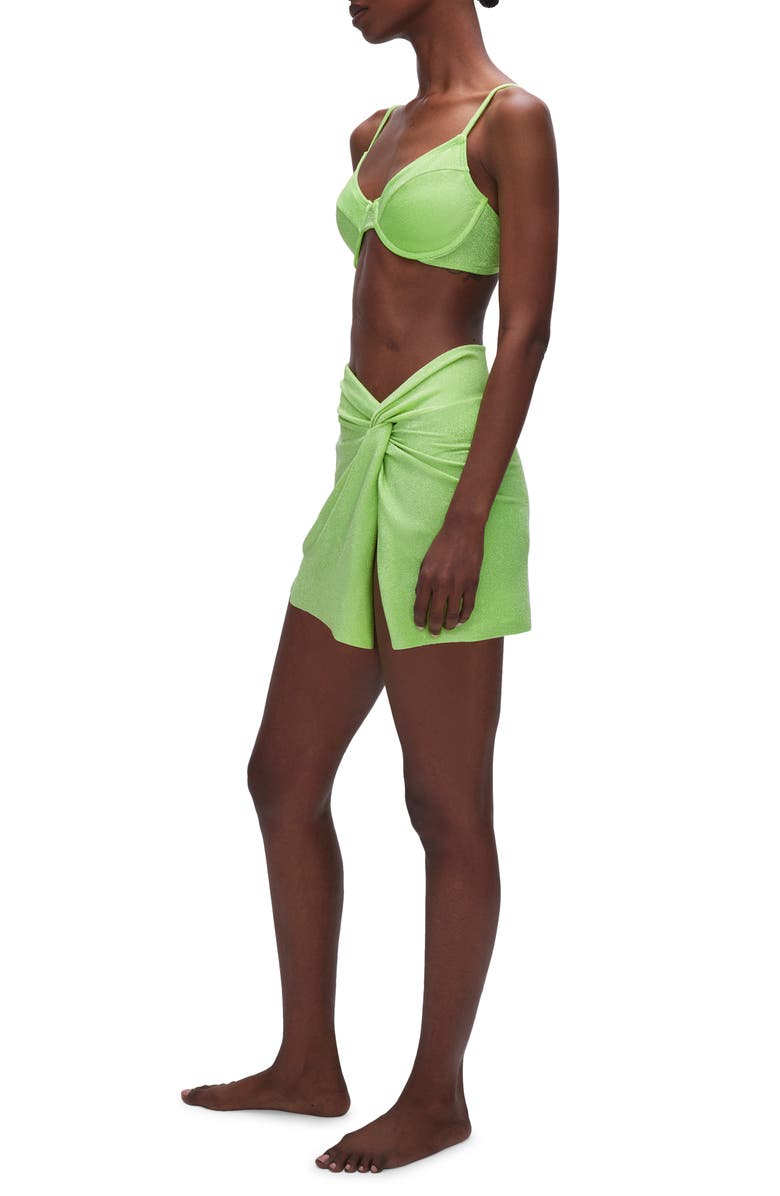 Good American Sparkle Twist Cover-Up Sarong, Alternate, color, Electric Lime002