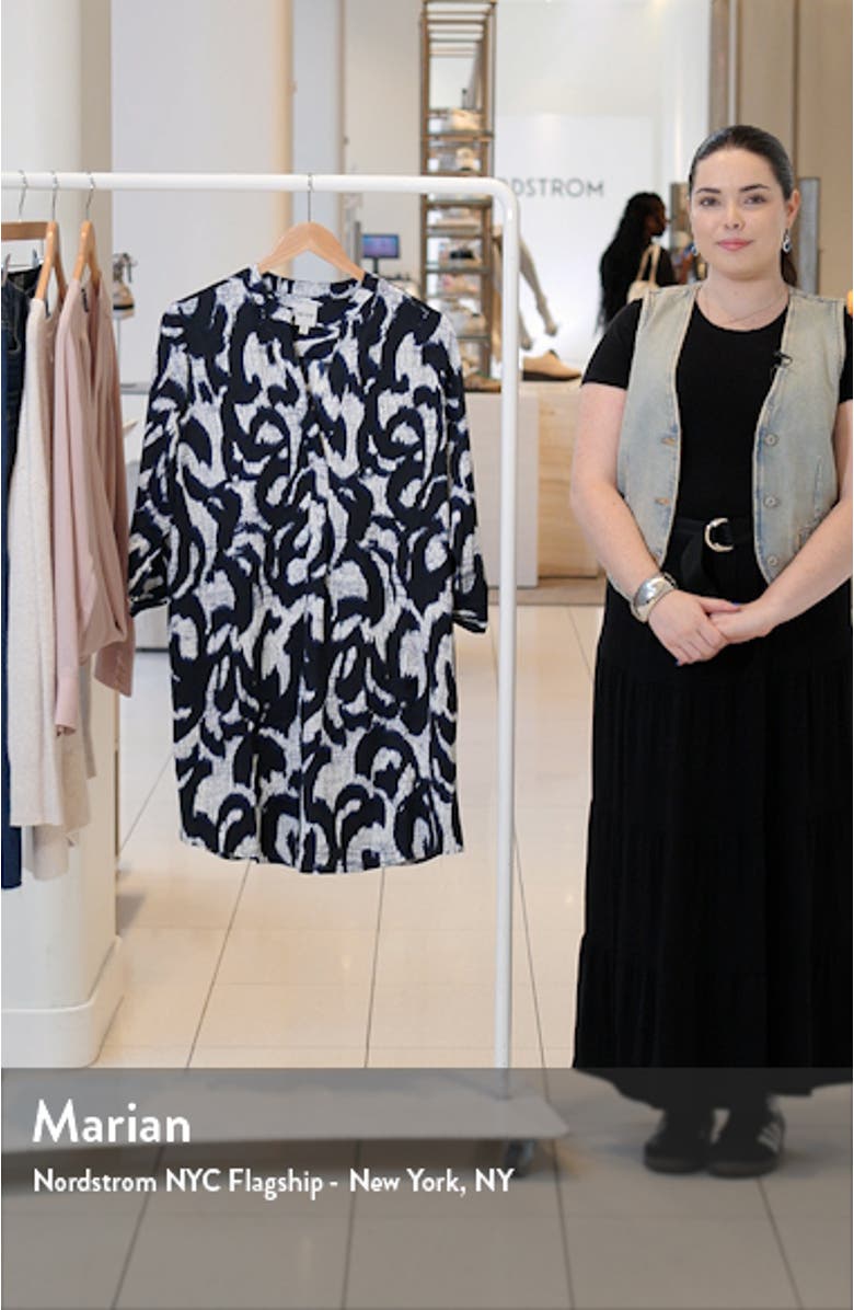 Shadow Stamp Split Neck Shirtdress, sales video thumbnail