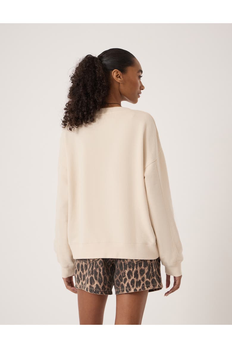 Cleo V-Neck Cotton Sweatshirt, Alternate, color, Almond