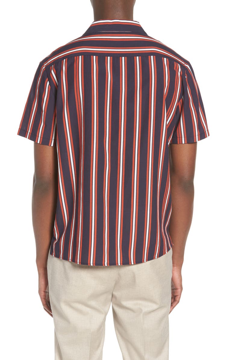 Topman Stripe Camp Shirt, Alternate, color, 