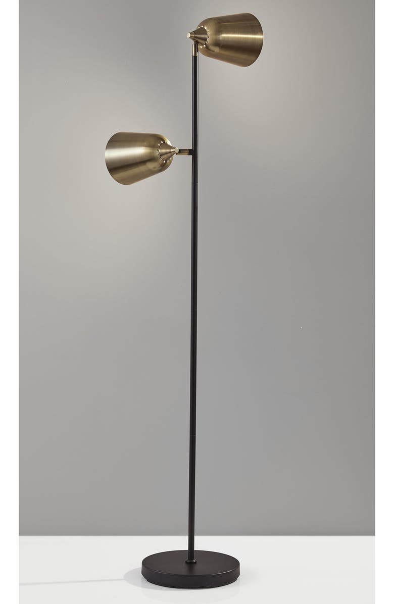 ADESSO LIGHTING Malcolm Floor Lamp, Alternate, color, Matte Black / Antique Brass