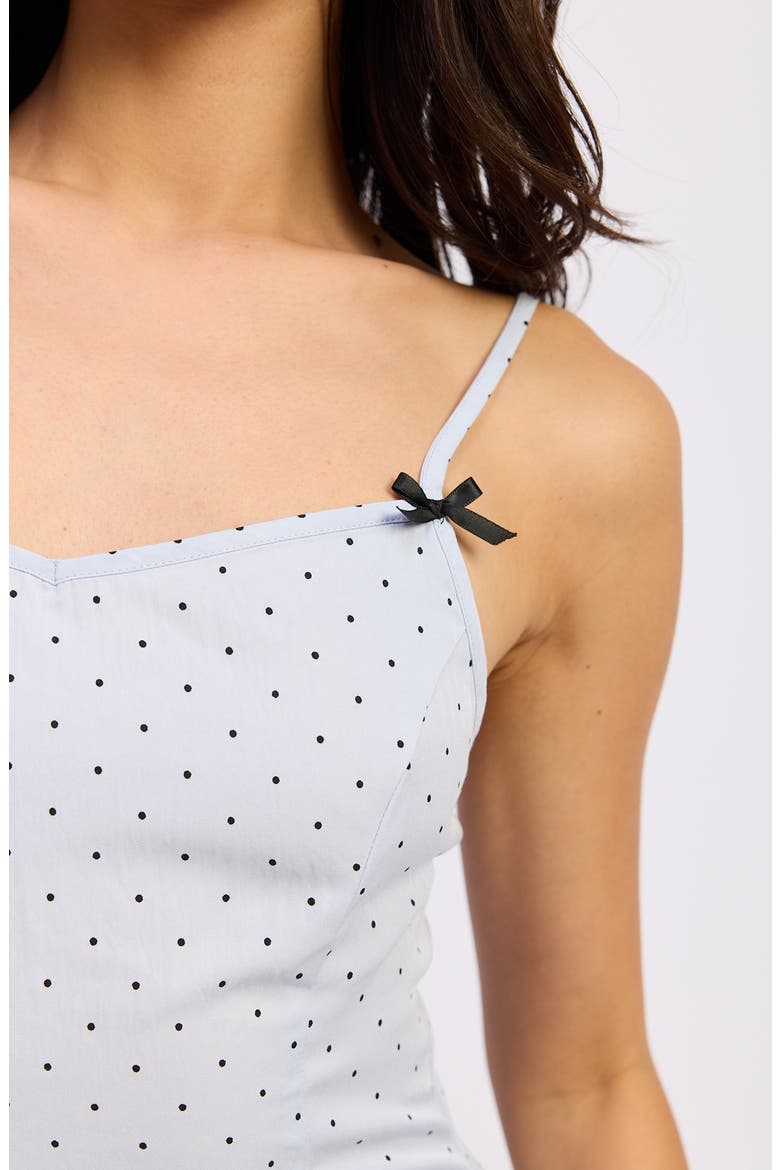 Uma Polka Dot Mini Sundress, Alternate, color, LIGHT BLUE BLACK