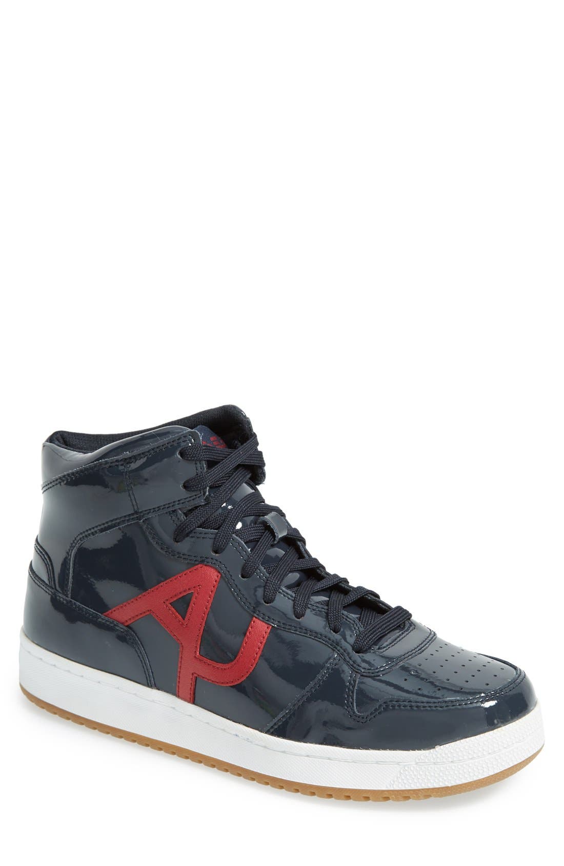 Armani Jeans 'AJ Logo' High Top Leather Sneaker, Main, color, 