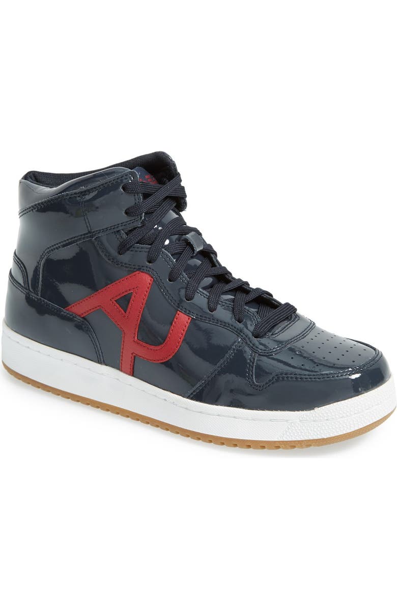 Armani Jeans 'AJ Logo' High Top Leather Sneaker, Main, color,
