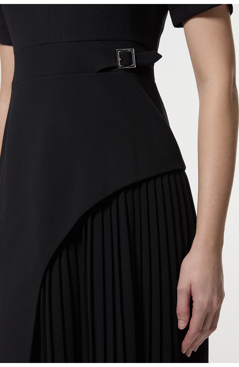 Karen Millen Military Pleat Mini Dress, Alternate, color, Black