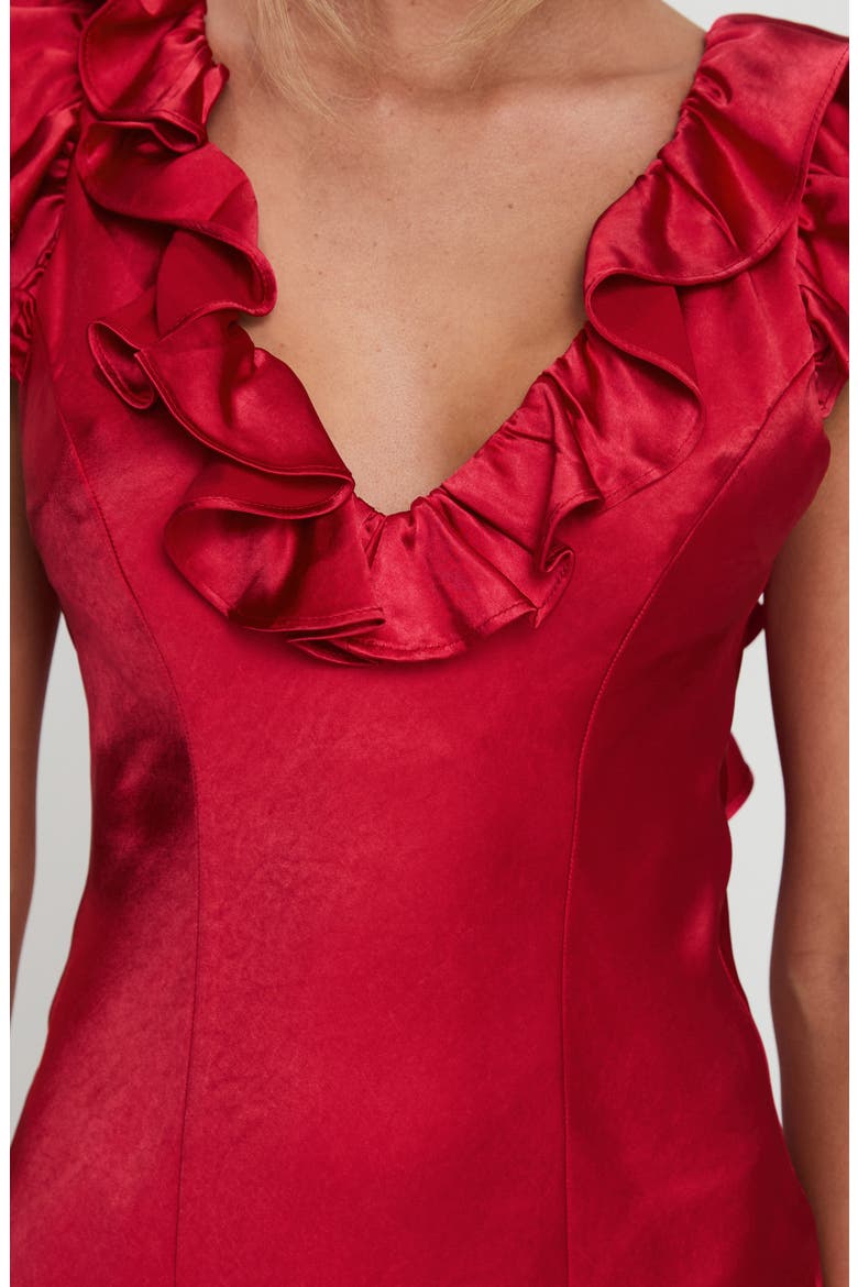 Butacup Ruffle Satin Minidress, Alternate, color, RED