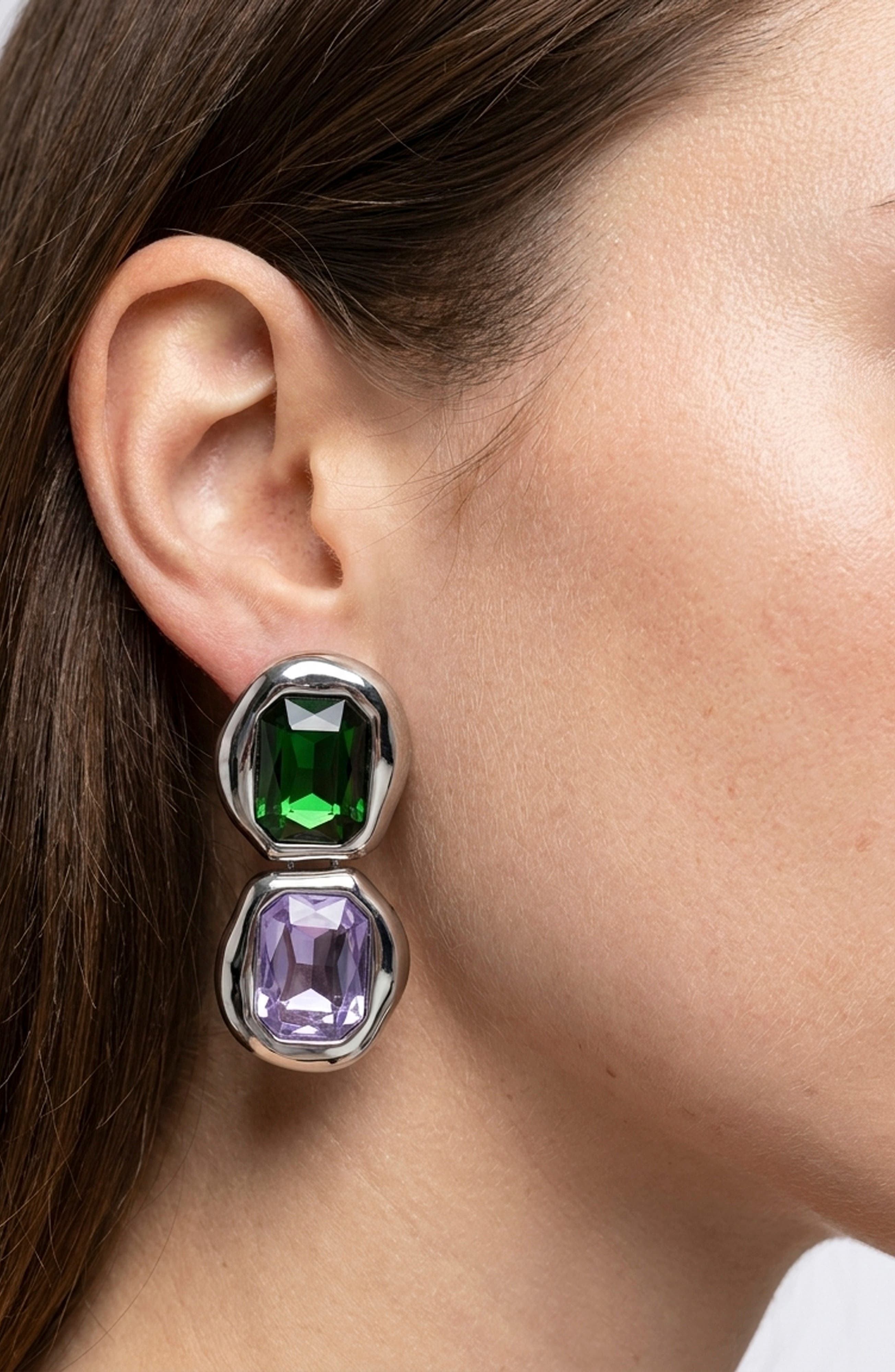 Chunky Tonal Crystal Drop Earrings