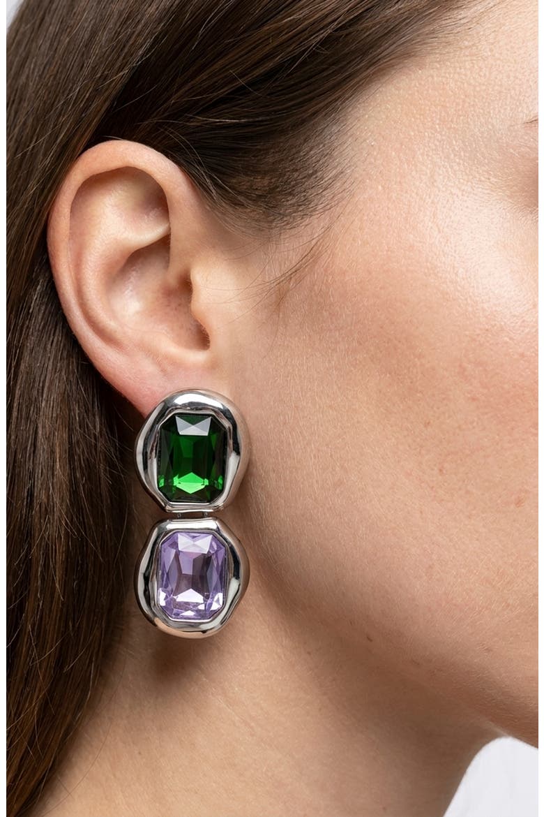 Chunky Tonal Crystal Drop Earrings, Main, color, MULTI/ SILVER