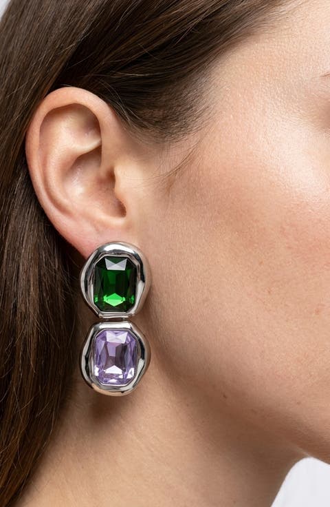 Chunky Tonal Crystal Drop Earrings