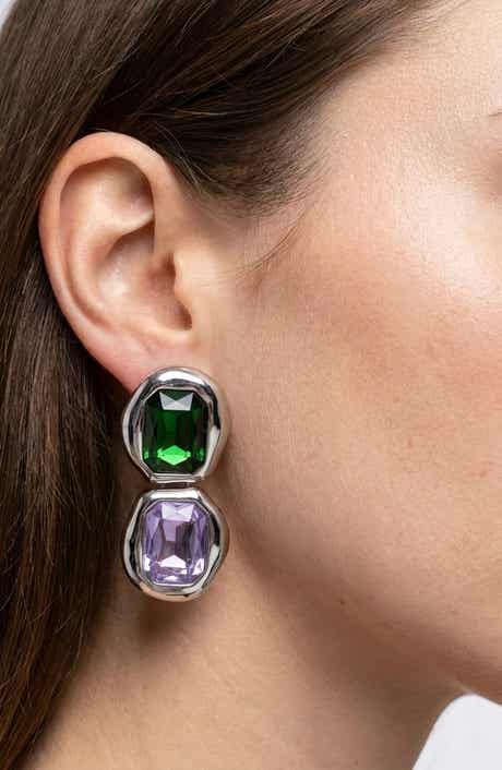 Chunky Tonal Crystal Drop Earrings