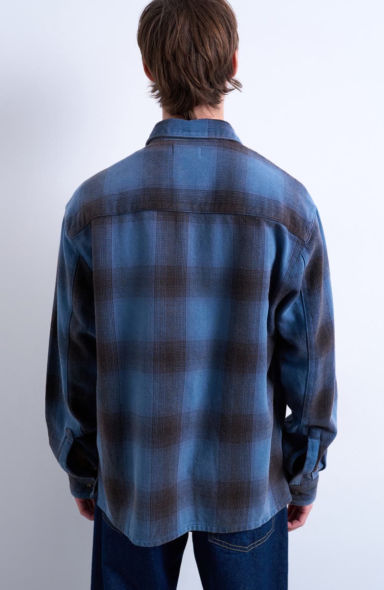 Topman Relaxed Plaid Shirt, Alternate, color, Medium Blue