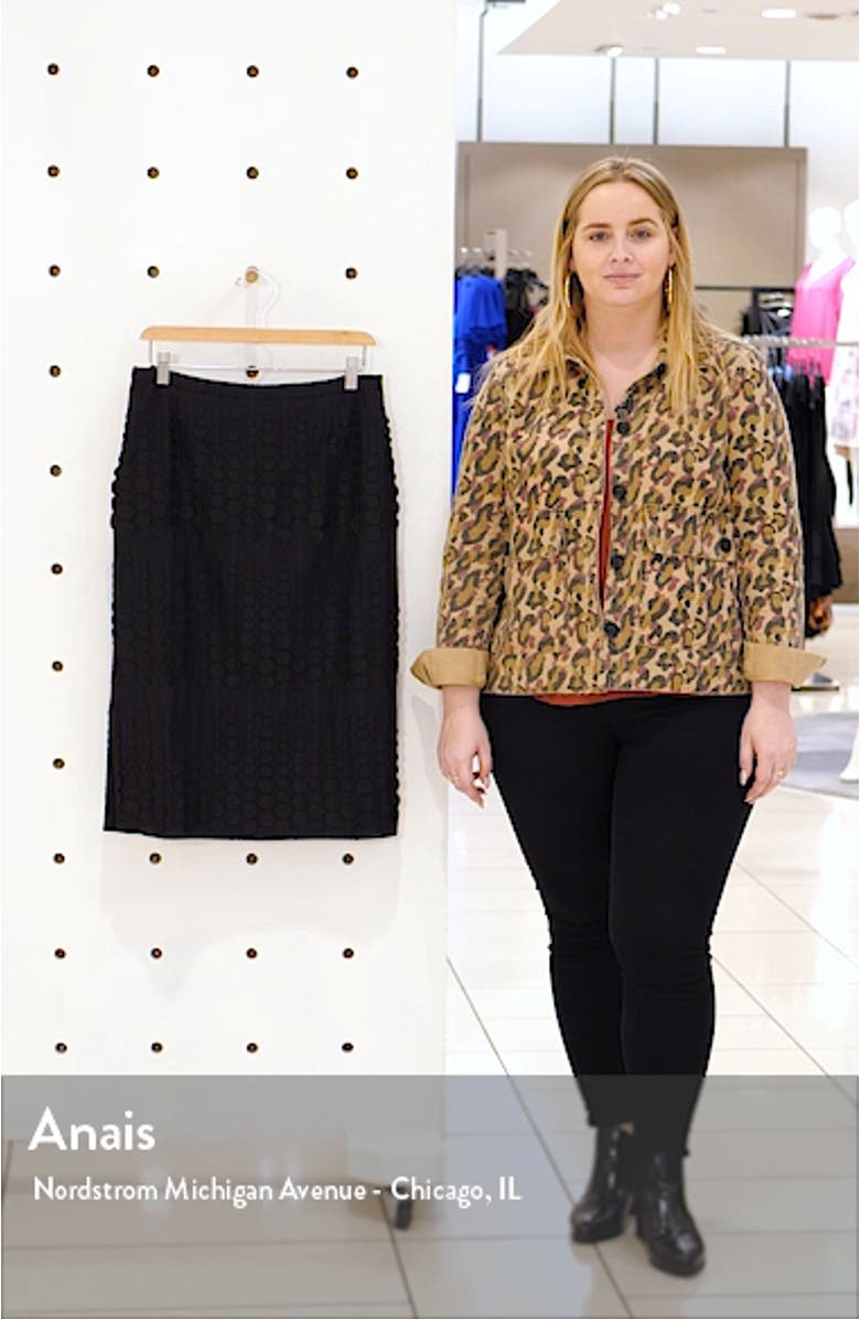 Embroidered Dot Cotton Blend Midi Skirt, sales video thumbnail
