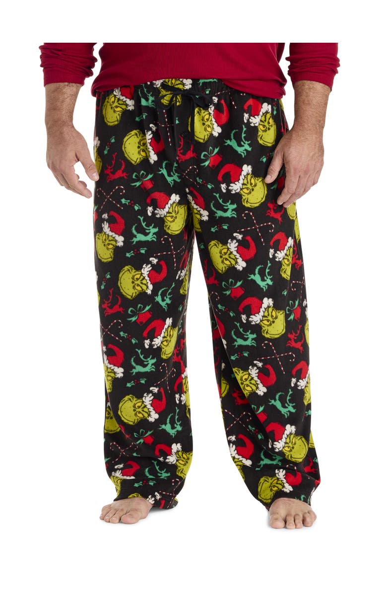 Mitchell & Ness Big & Tall MJC Fleece Grinch Printed Lounge Pants, Main, color, Black
