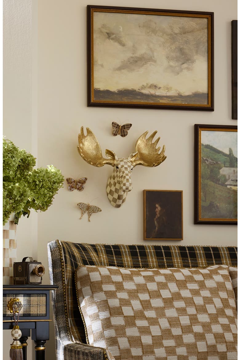 Mocha Check Moose Wall Decor, Alternate, color, MOCHA