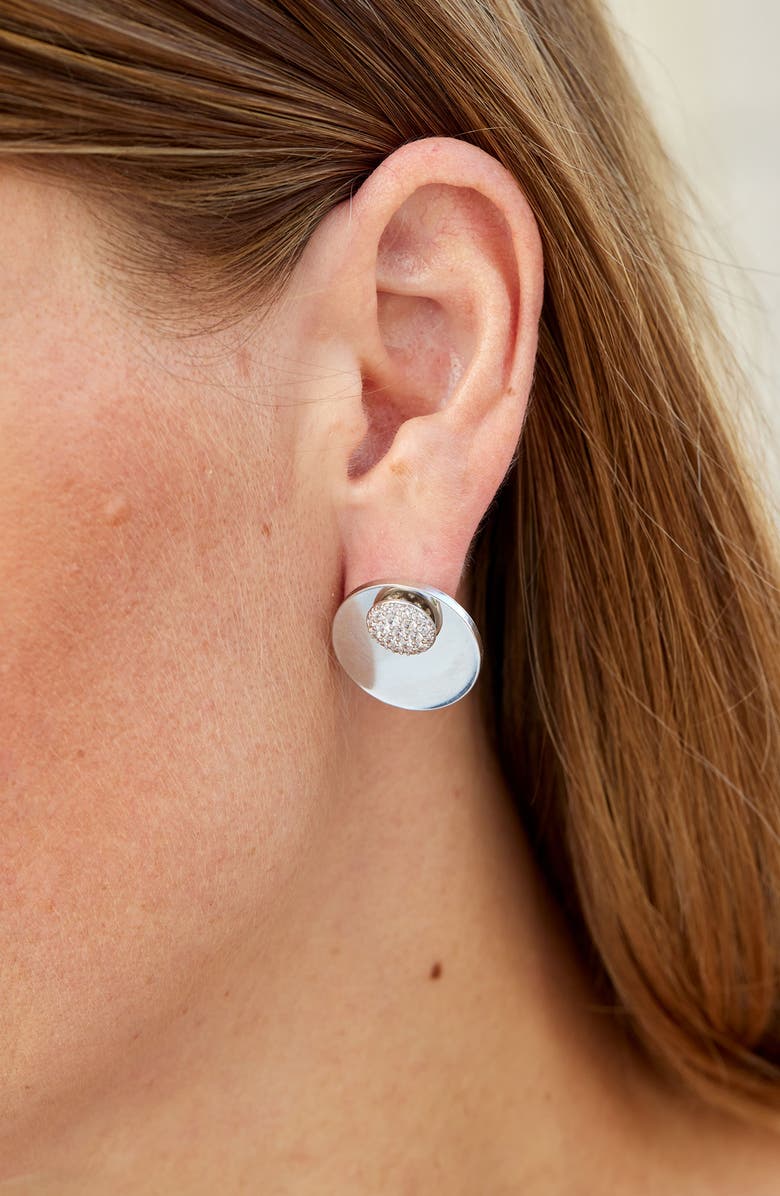 SAVVY CIE JEWELS CZ Jacket Earrings, Alternate, color, White