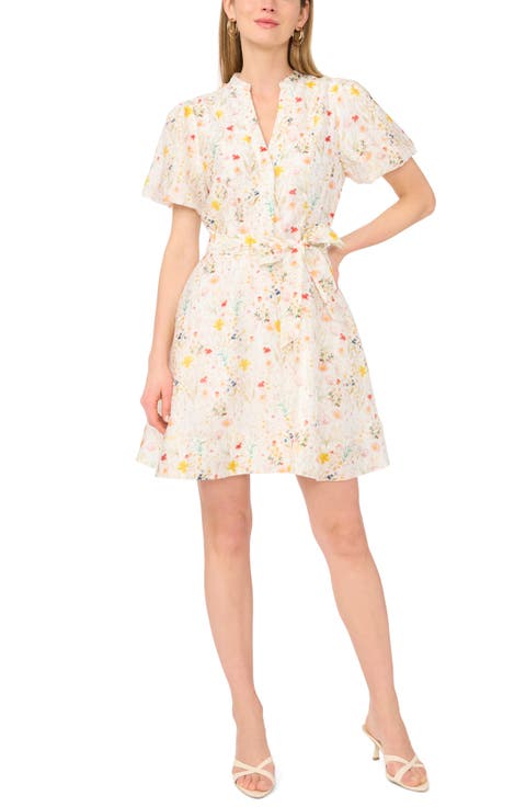 Floral Puff Sleeve A-Line Dress (Regular & Petite)