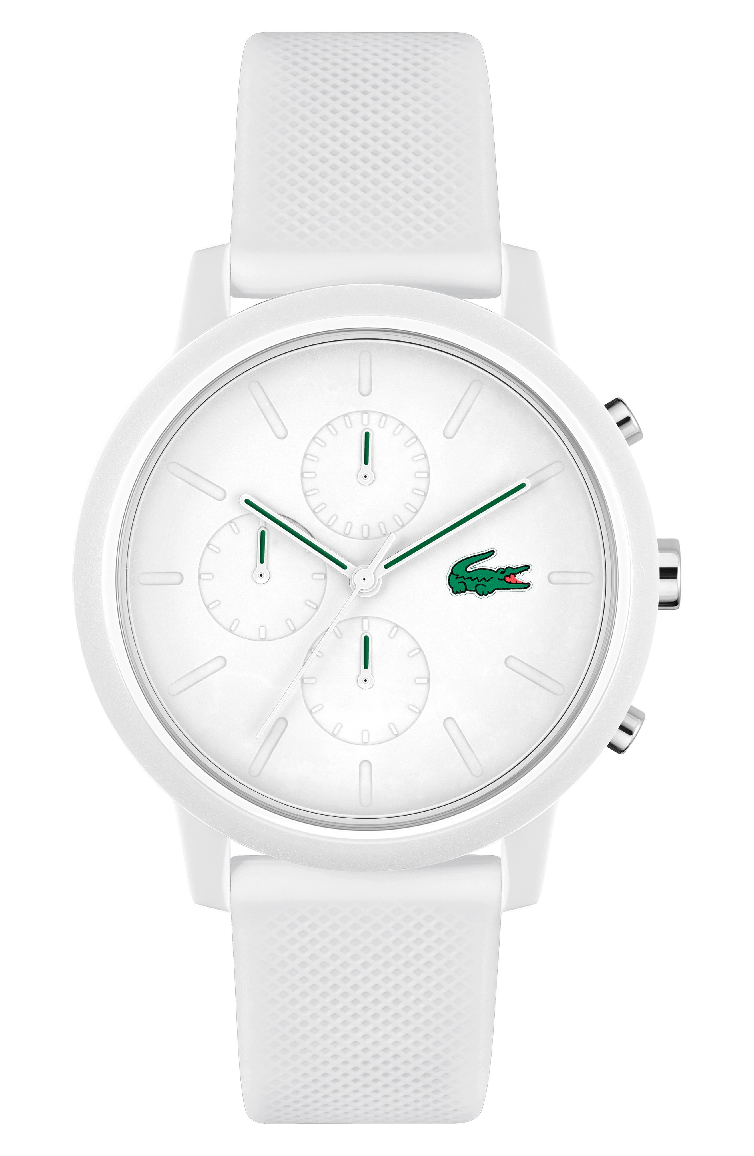 12.12 Chronograph Silicone Strap Watch, 44mm